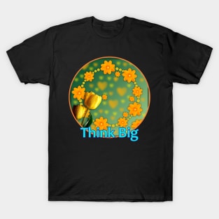 Circle Abstract Yellow Flowers Defocused Background T-Shirt